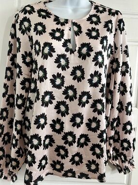 Ted Baker Floral Off-White Long Sleeve Blouse Size L